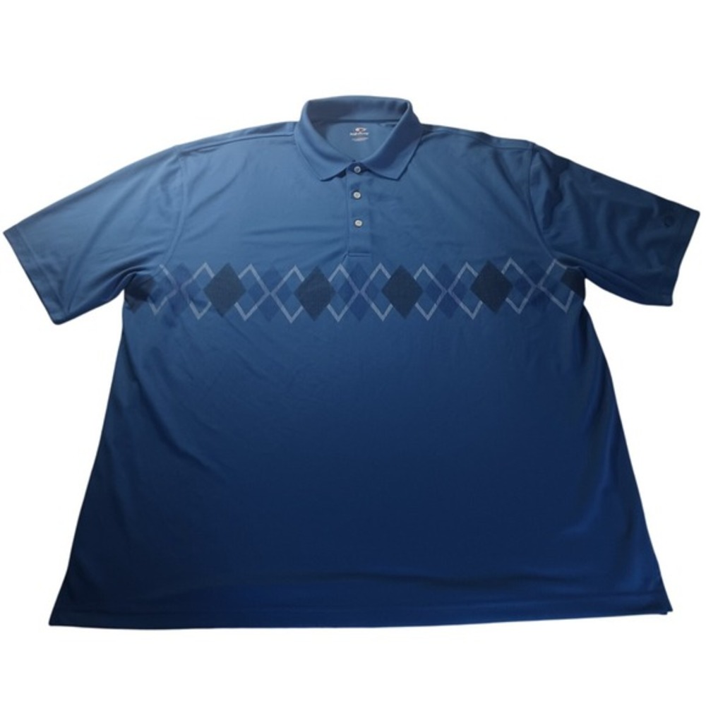 Top Flite Polo Shirt 3X Blue Argyle Golf‎ Shirt Performance Fit READ Snag Back